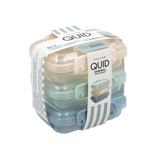 Set of Stackable Hermetically-sealed Kitchen Containers Quid Minimal 11,5 x 8 x 5 cm 3 Pieces