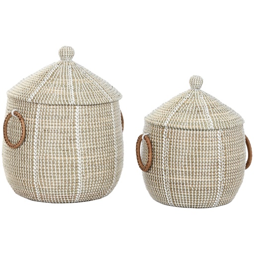 Basket set Home ESPRIT White Natural Seagrass (2 Pieces)