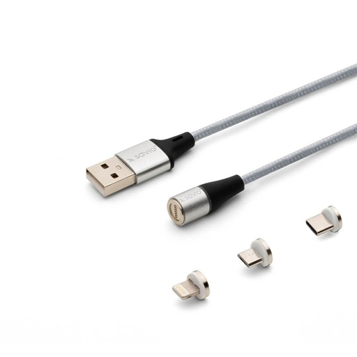 Cable USB Savio CL-156 Plateado 2 m