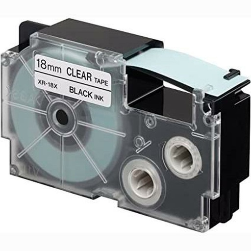 Cinta Laminada para Rotuladoras Casio XR-18X Transparente Negro