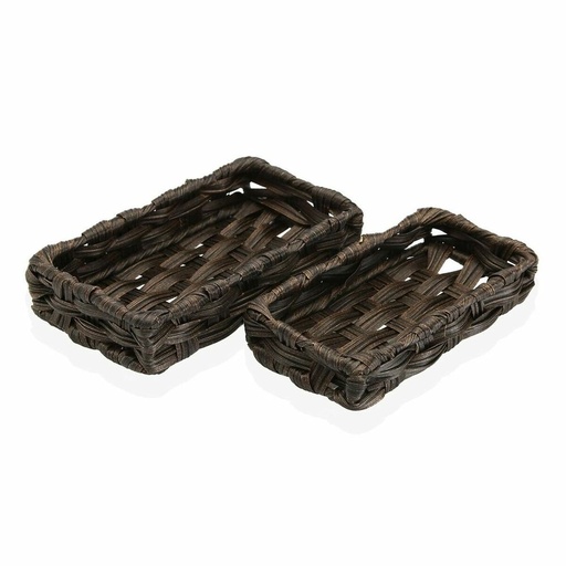 Basket set Versa 11 x 4 x 20 cm Dark brown 2 Units