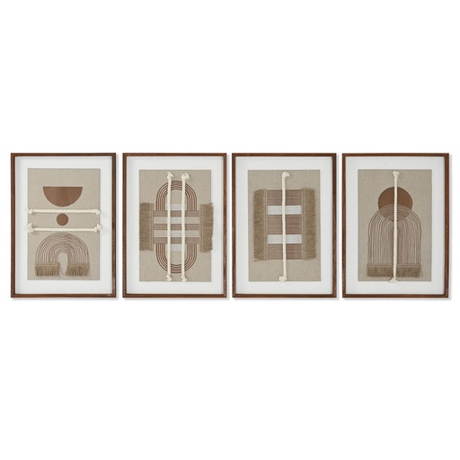 Lienzo Home ESPRIT Blanco Natural Moderno Escandinavo 36 X 2,3 X 50,3 cm (4 Unidades)