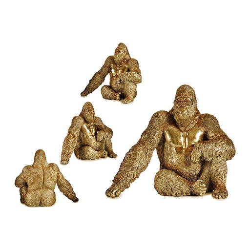Decorative Figure Gift Decor XS210412 Golden Gorilla 36 x 50 x 62 cm