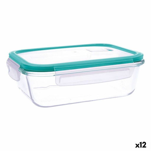 Fiambrera Hermética Quid Ciclon Turquesa Vidrio 640 ml (12 Unidades)