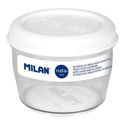 Fiambrera Hermética Milan 500 ml Blanco Transparente Plástico Redonda Ø 12 cm