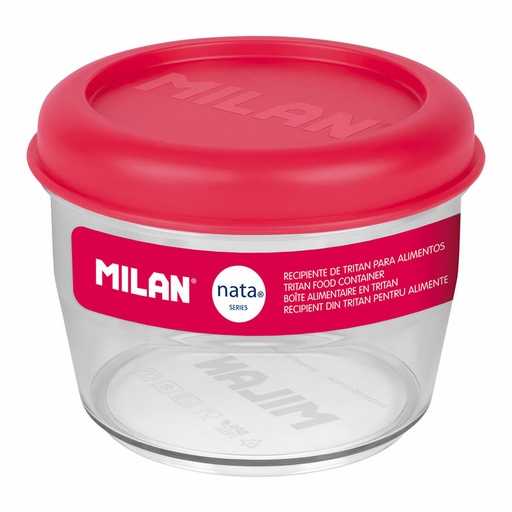 Fiambrera Hermética Milan 500 ml Rosa Transparente Plástico Redonda Ø 12 cm