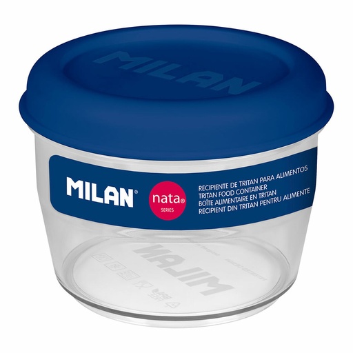 Fiambrera Hermética Milan 500 ml Azul Transparente Plástico Redonda Ø 12 cm