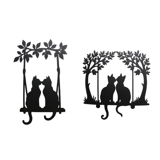 Decorative Figure Home ESPRIT Black Cats Shabby Chic 43 X 1 X 70 CM (2 Units)