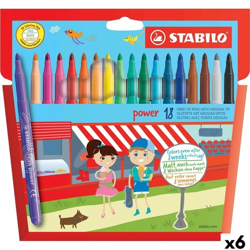 Set de Rotuladores Stabilo POWER Multicolor 18 Piezas (6 Unidades)