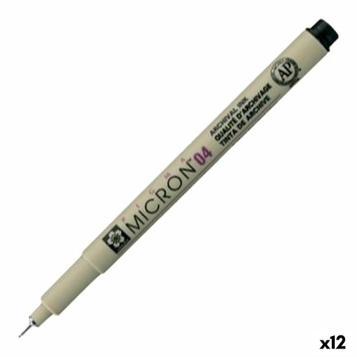 Rotuladores Talens Sakura PIGMA MICRON 04 Negro (12 Unidades)