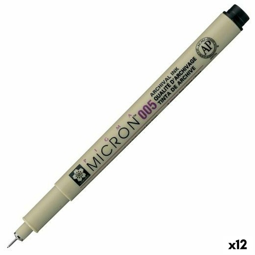 Rotuladores Talens Sakura PIGMA MICRON 005 Negro (12 Unidades)
