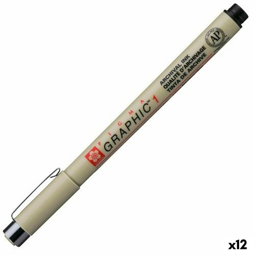 Rotuladores Talens Sakura PIGMA GRAPHIC 1 Negro (12 Unidades)