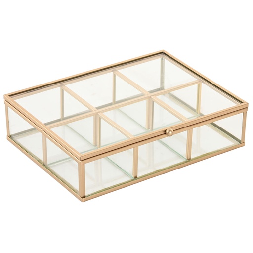Caja-Joyero Home ESPRIT Dorado Metal Cristal 20 x 16 x 5 cm