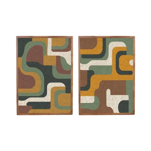 Cuadro Home ESPRIT Verde Mostaza Moderno Urbano 75 x 3 x 105 cm (2 Unidades)
