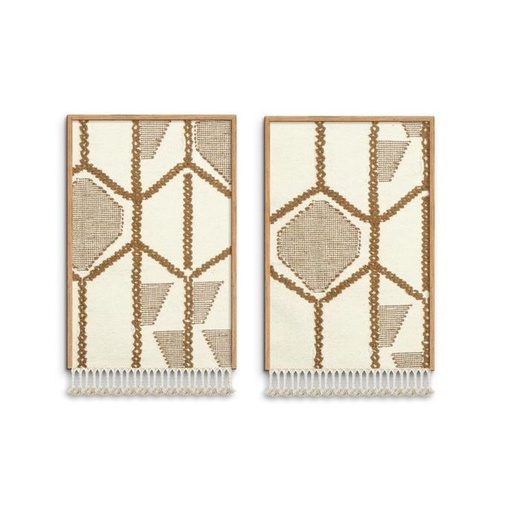 Cuadro Home ESPRIT Beige Natural Boho 60 x 3 x 90 cm (2 Unidades)