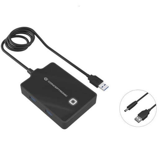 USB Hub Conceptronic 110517107101 Black 90 cm (1 Unit)