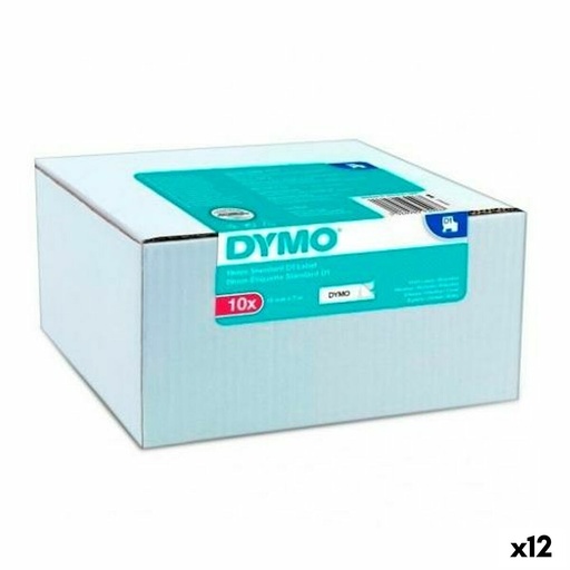 Laminated Tape for Labelling Machines Dymo White Black Self-adhesives 10 Pieces (12 Units)