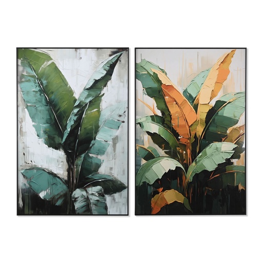 Lienzo Home ESPRIT Verde Palmeras Tropical 80 x 3,5 x 120 cm (2 Unidades)