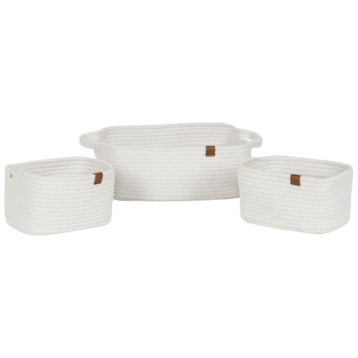 Juego de Cestas Home ESPRIT Blanco Moderno 34 x 25 x 14 cm (3 Piezas)