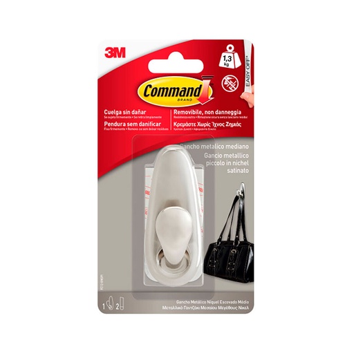 Gancho para colgar 3M 1,3 kg Plateado Metal (1 unidad)