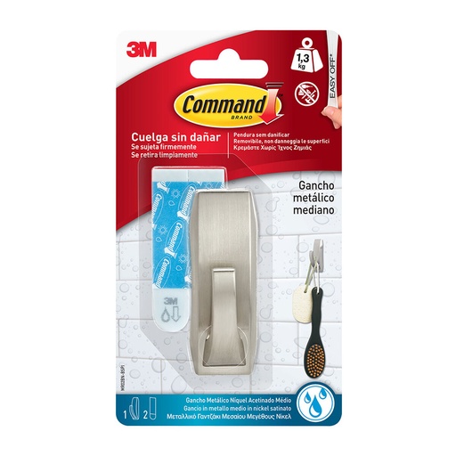 Gancho para colgar 3M 1,3 kg Gris metálico Metal (1 unidad)