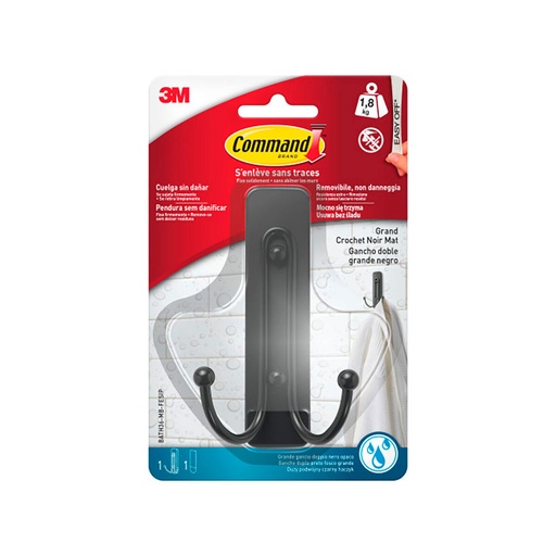 Hook for hanging up 3M 1,8 kg Black ABS (1 Unit)