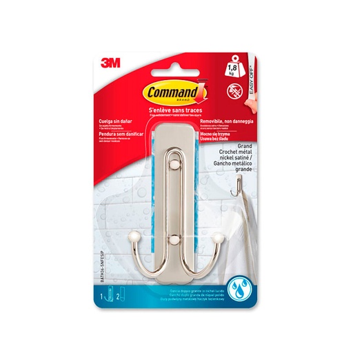 Gancho para colgar 3M 1,8 kg Plateado Metal (1 unidad)