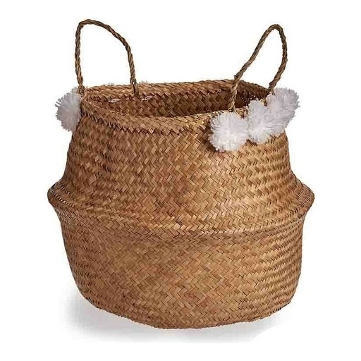 Cesto Gift Decor SG0100117301ME Blanco Marrón Natural Junco 8 L Pompones