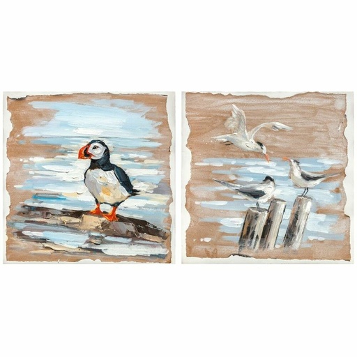 Cuadro DKD Home Decor Pájaros Mediterráneo (45 x 2,7 x 45 cm) (2 Unidades)