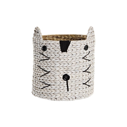 Basket DKD Home Decor White Black Natural Fibre 37 x 37 x 40 cm 4 Kg