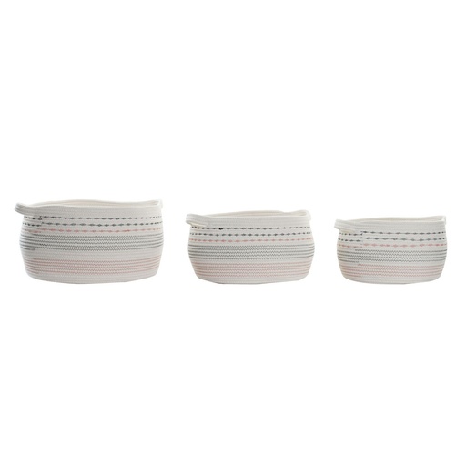 Basket set DKD Home Decor White Black Orange 52 x 43 x 25 cm 3 Pieces