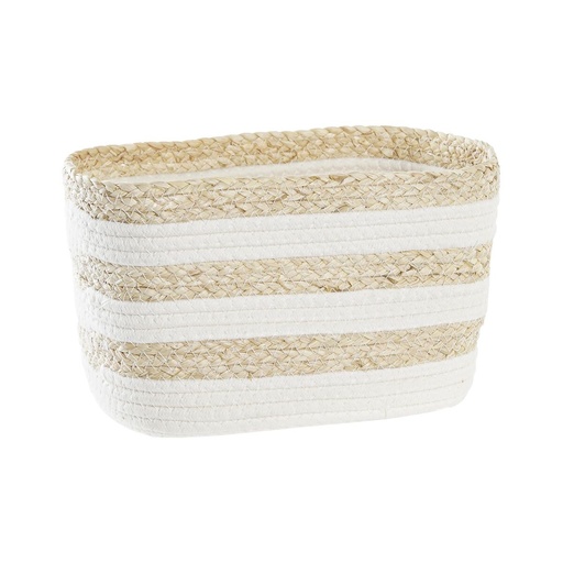 Basket DKD Home Decor White Beige Natural Fibre 28 x 20 x 18 cm