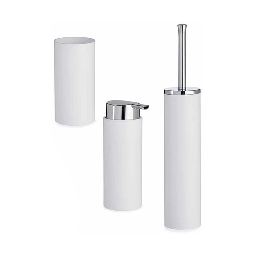 Set de Baño Berilo B6274 S3-3 Blanco Plateado Plástico