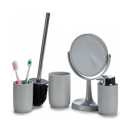 Set de Baño Berilo CN-B6369-G Gris Acero Inoxidable Polipropileno 4 Piezas
